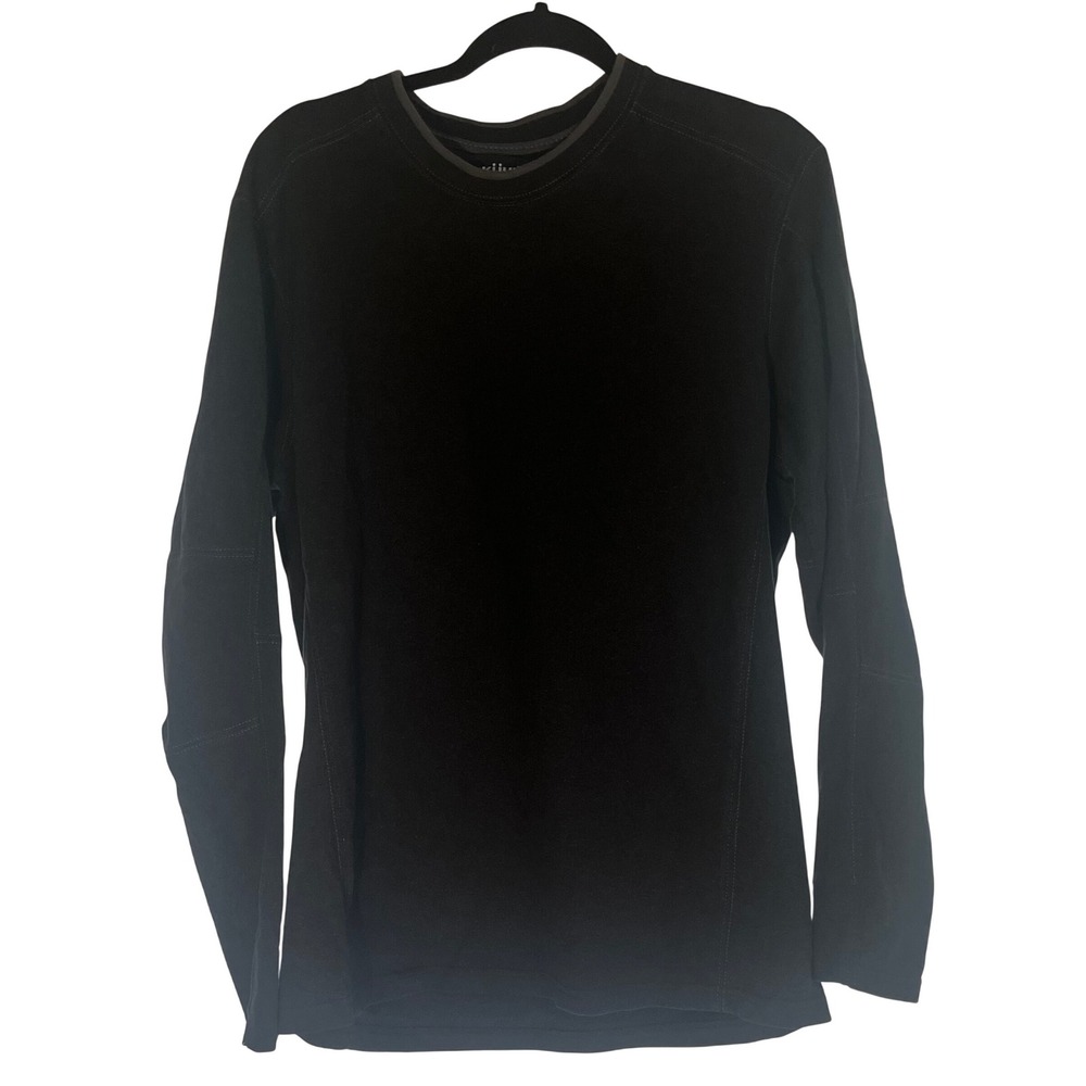 KUHL Wildfibre Mens Long Sleeve Shirt Black Organic Cotton Crew Neck 7206 Large